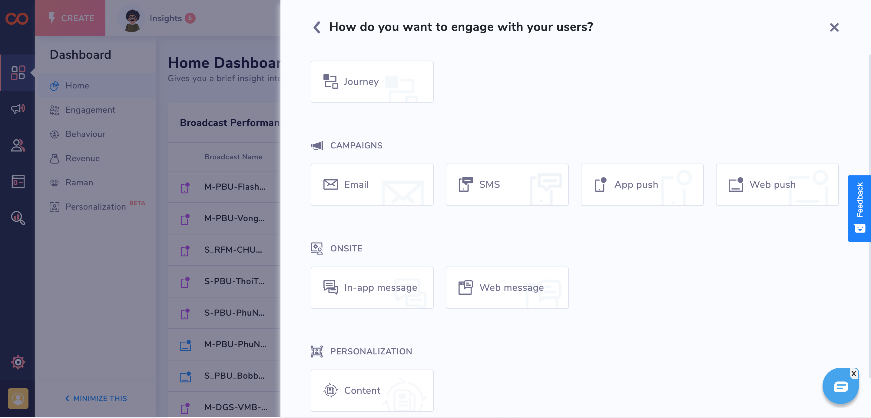 screenshot of Netcore Customer Engagement